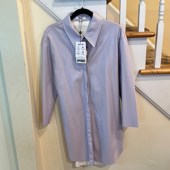 APPARIS VEGAN LEATHER 3/4 LENGTH SHIRT/JACKET - LAVENDER - SIZE MEDIUM - Picture 1 of 9